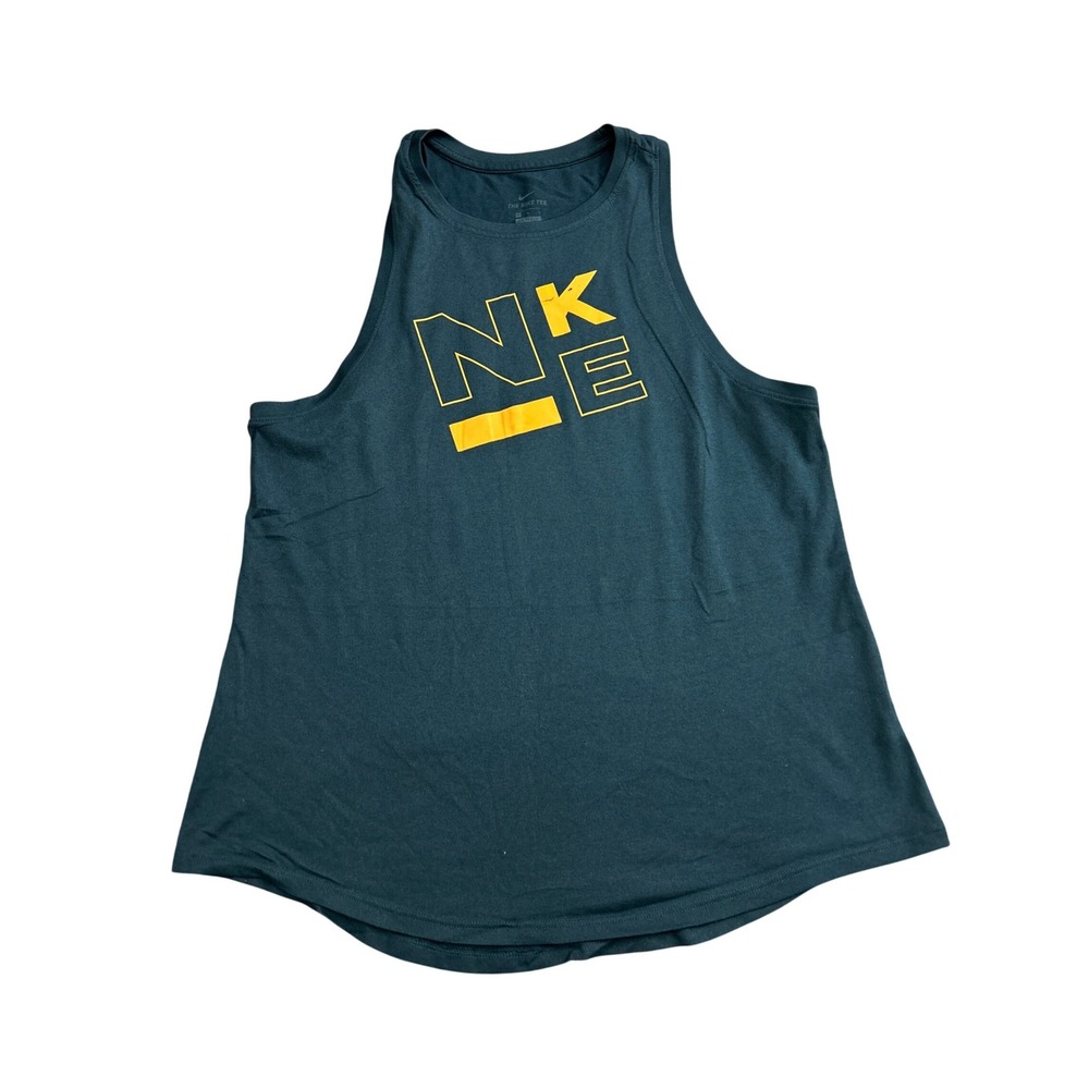 Nike Tank Top Womens Medium Teal Green Good Dri-FIT Graphic Sleeveless Workout